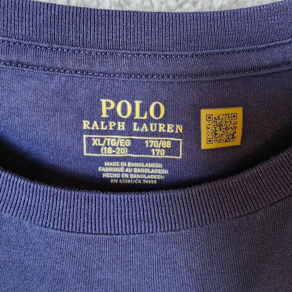 POLO Ralph Lauren Navy Blue Spellout Graphic T Shirt Youth Size XL (18-20) - Picture 3 of 10